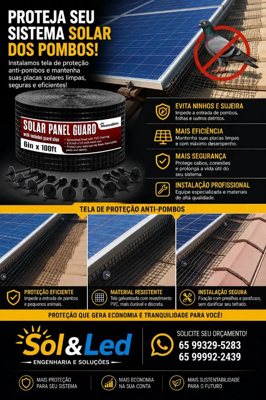 Tela Pombo, Placa Solar, Padrão energia, serviço elétrico!