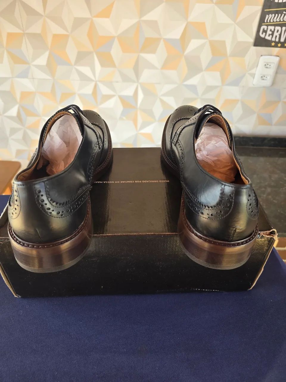Derby Brogue Preto Solado em couro - Webasic - Foto 4