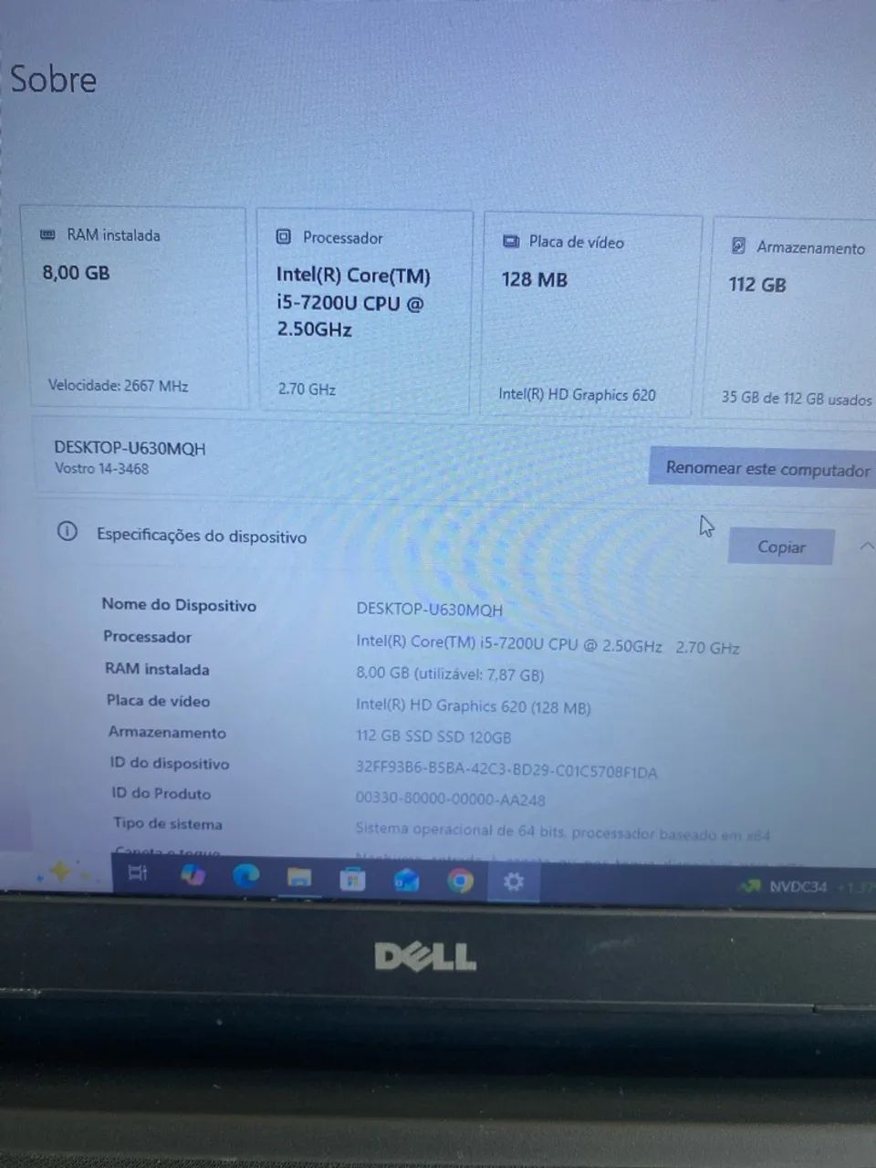 NOTEBOOK DELL CORE i5 7ª GERAÇÃO + 8GB RAM - Foto 4