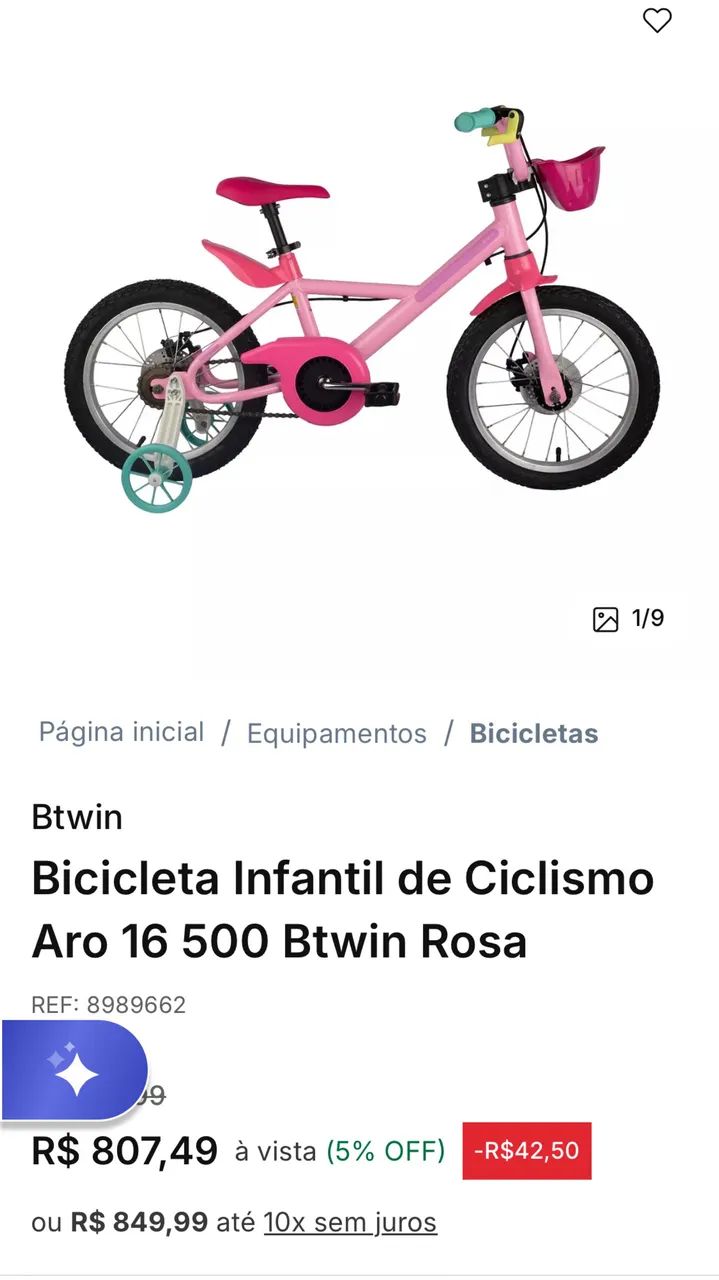 Bicicleta aro 16 freio a disco infantil Decatlhon - Foto 3