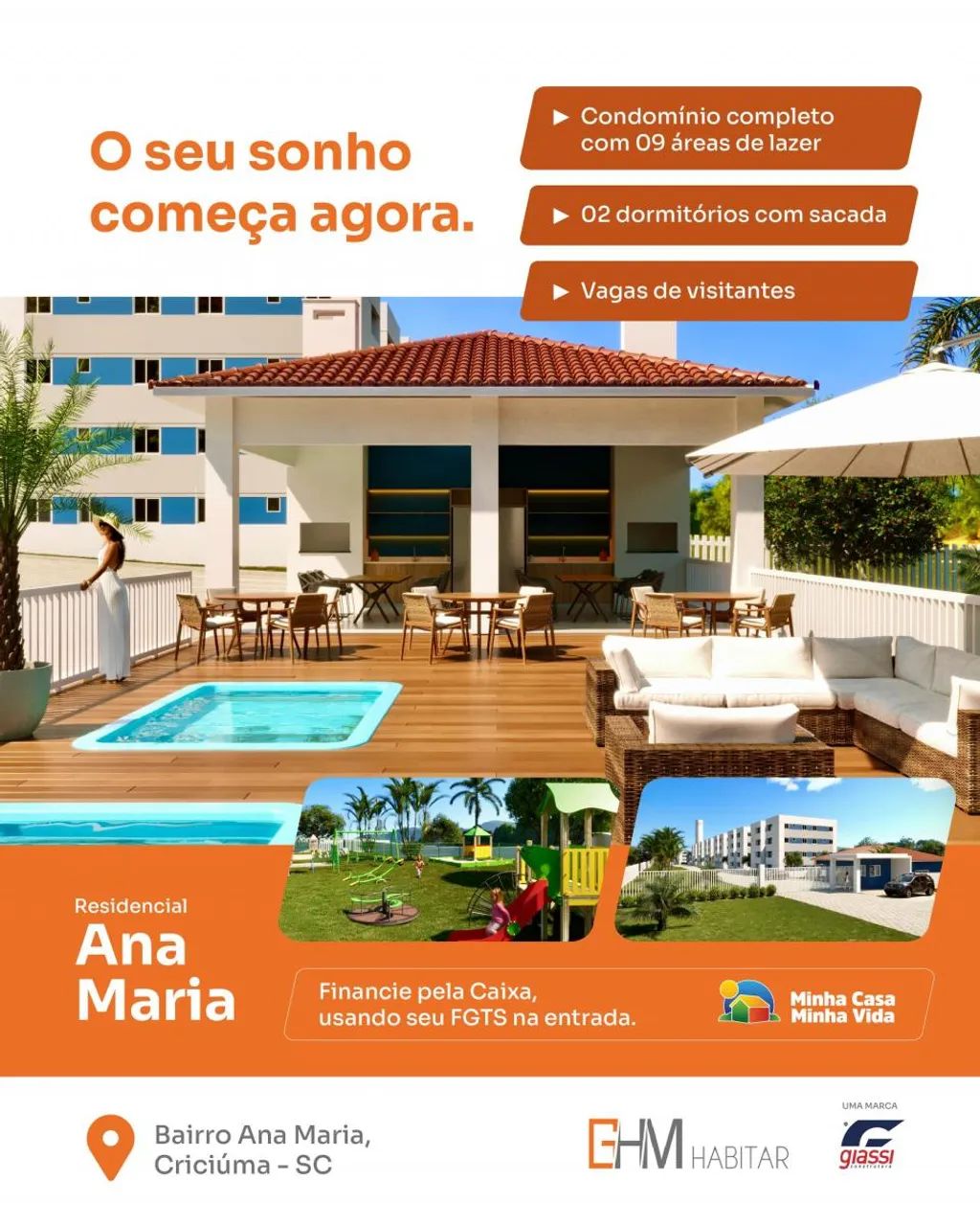 Apartamento (Padrão), com 2 quartos e 1 banheiros à Venda, 47 m² em Criciúma/SC - Foto 3