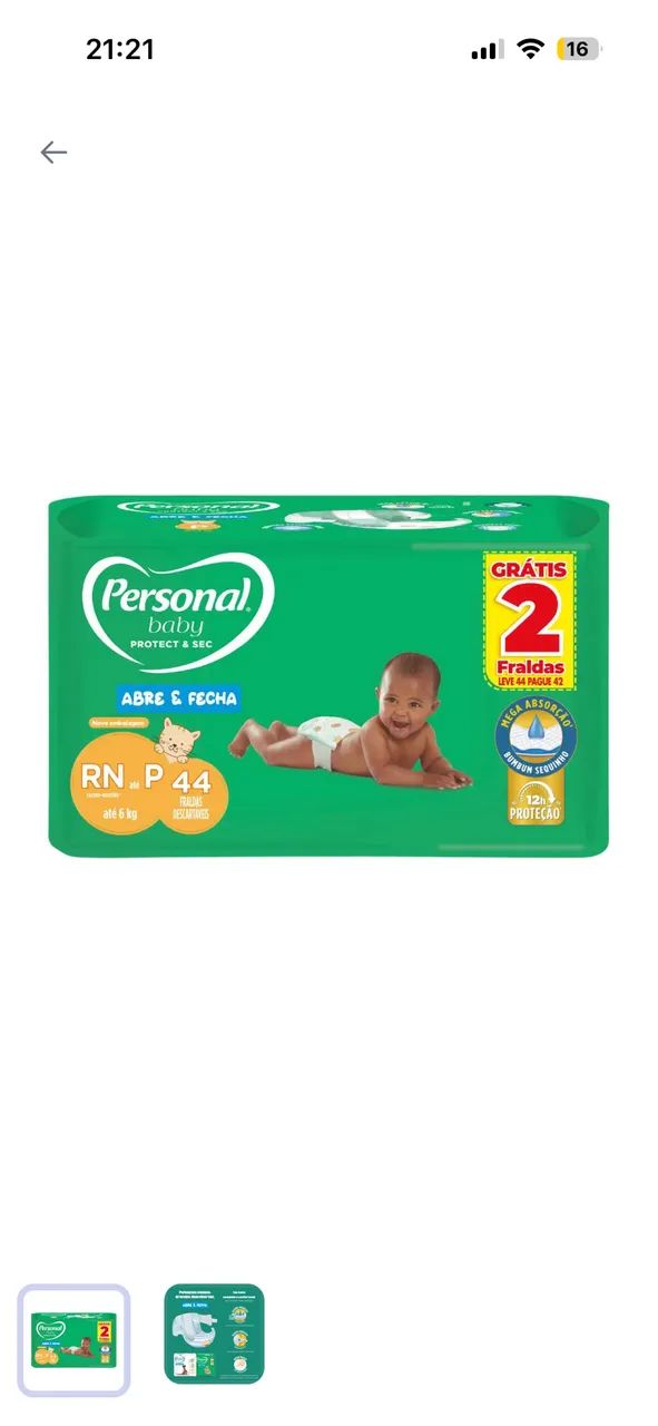 Fralda Personal P com 44