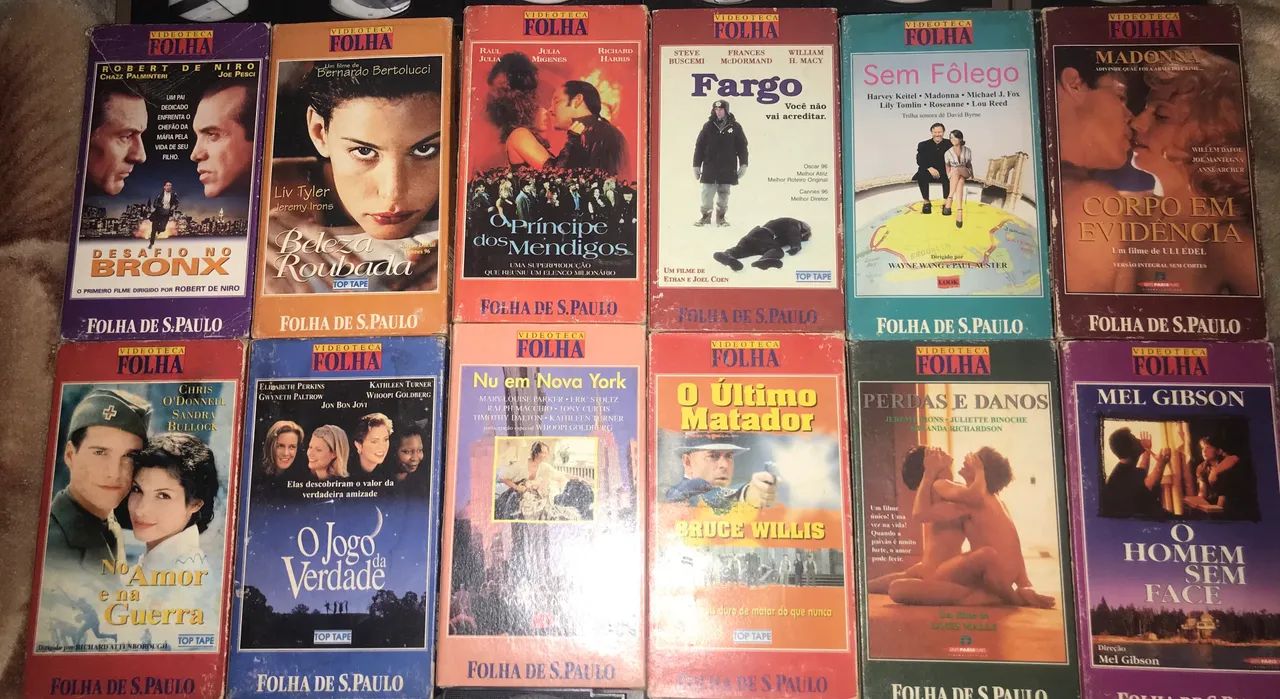 12 VHS Filmes Clássicos - Videoteca Folha com 12 VHS 