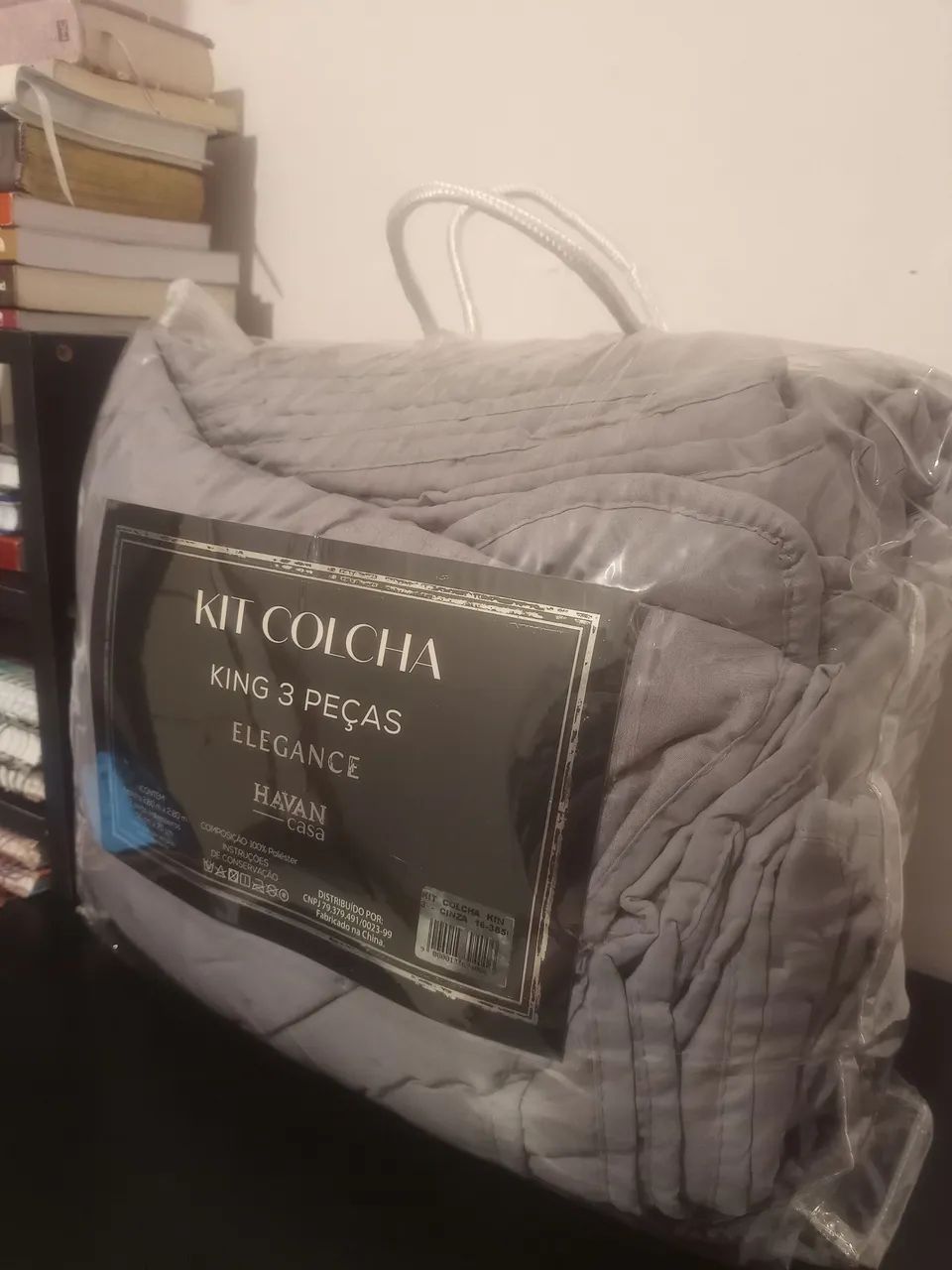 Kit Colcha King Elegance Havan Casa 3 pçs - Cinza - Foto 3