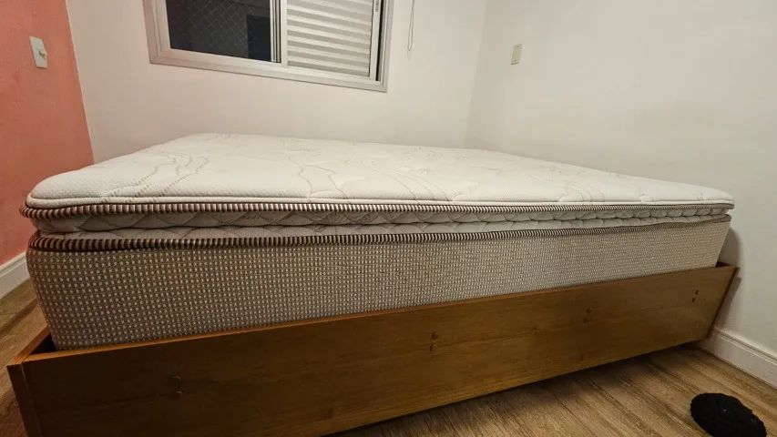 Colchão Luckspuma e Base Cama Queen em MDP - Foto 3