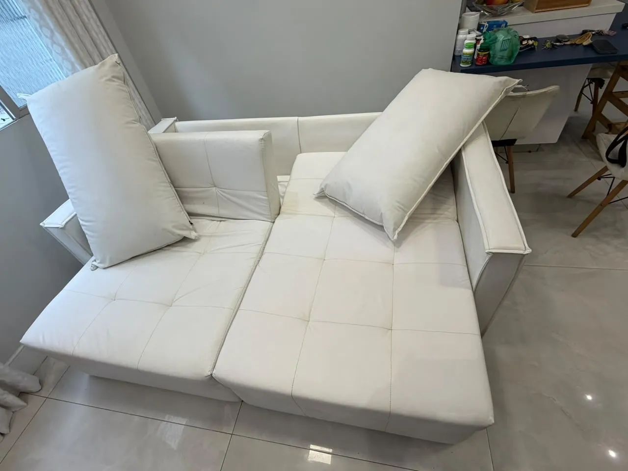 Sofá Retrátil 2,10m Branco - Higienizado - 12x de R$ 125 - Foto 4