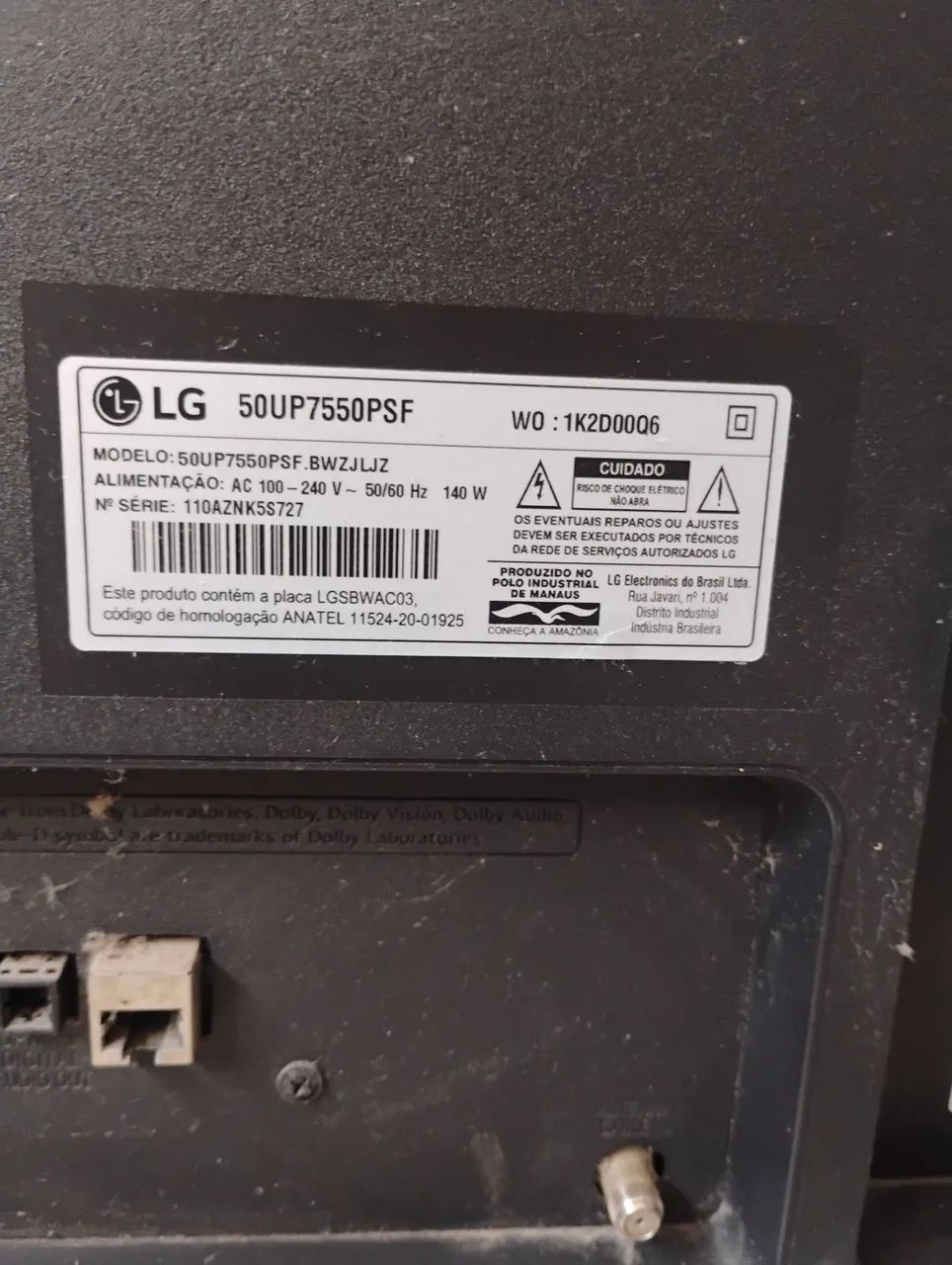 Vendo tv LG 50 polegadas para retirada de peças