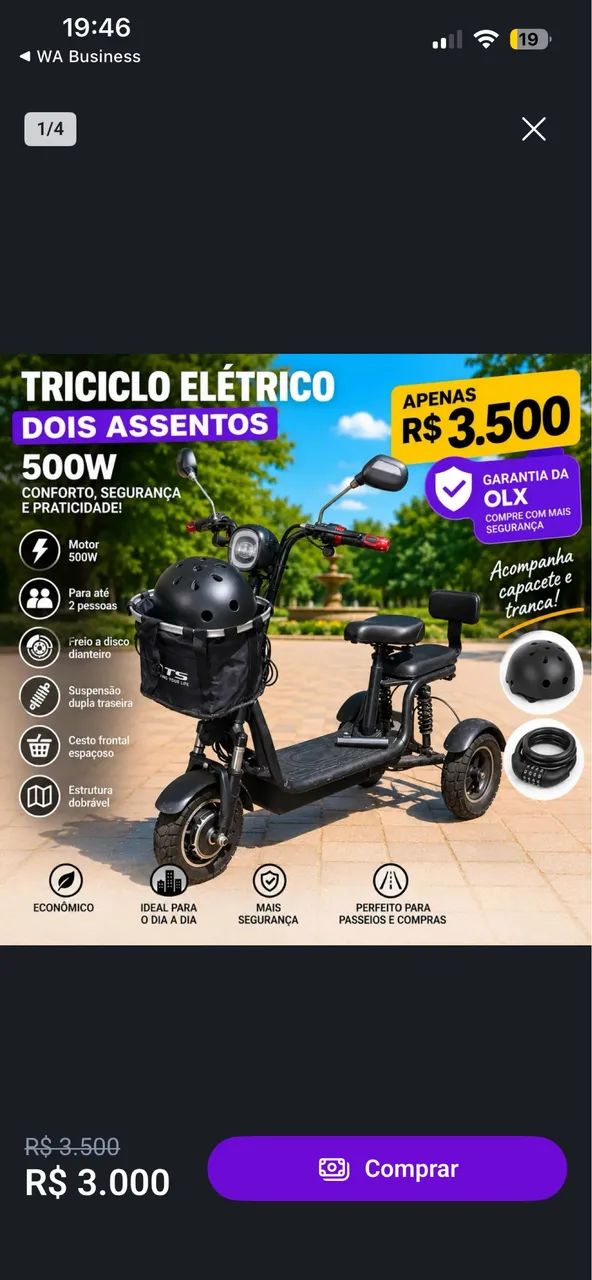 Triciclo elétrico 500v