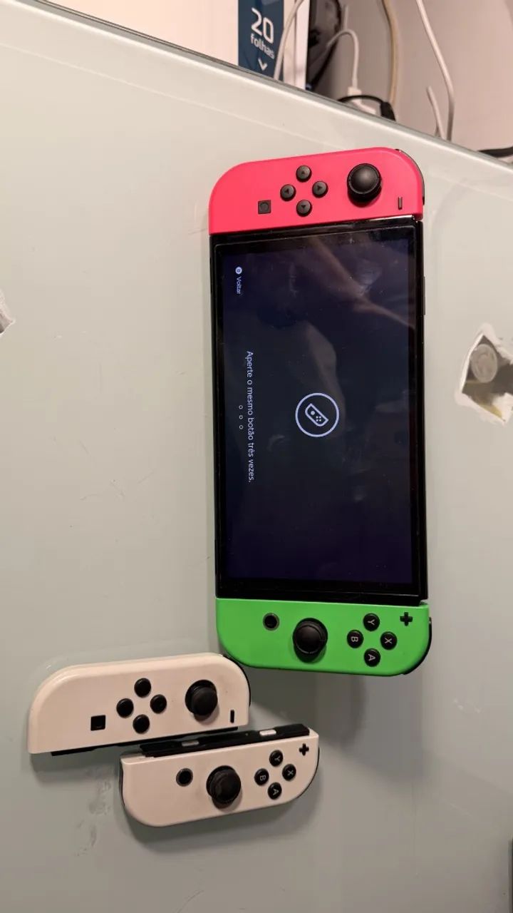 Nintendo Switch OLED branco + Joy-Con extra Splatoon ? original, online ok - Foto 4