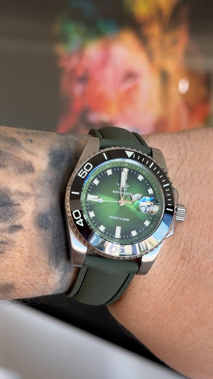 Relógio ADDIESDIVE Diver Verde 200 m Full Set - Foto 2