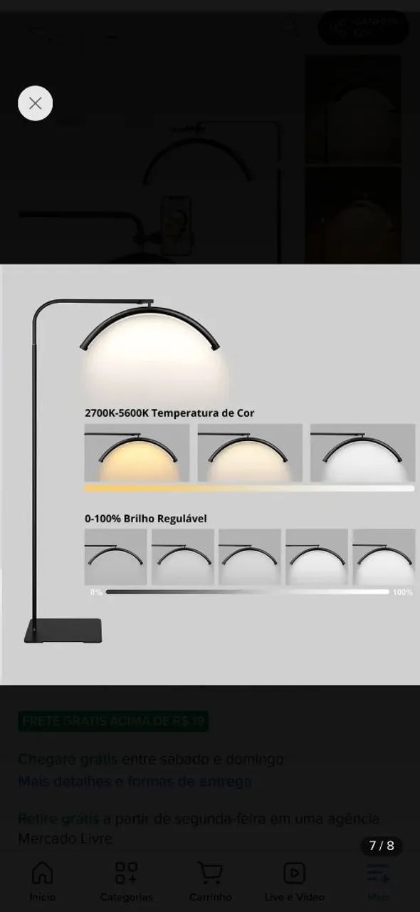 Luminária Arco Meia Lua Led Com base ajustável - Foto 3