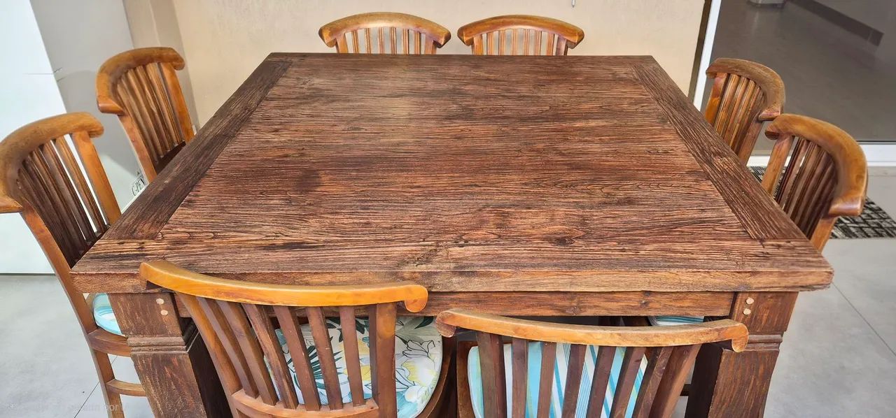 Mesa e Cadeiras Madeira Maciça 8 lugares - Foto 4