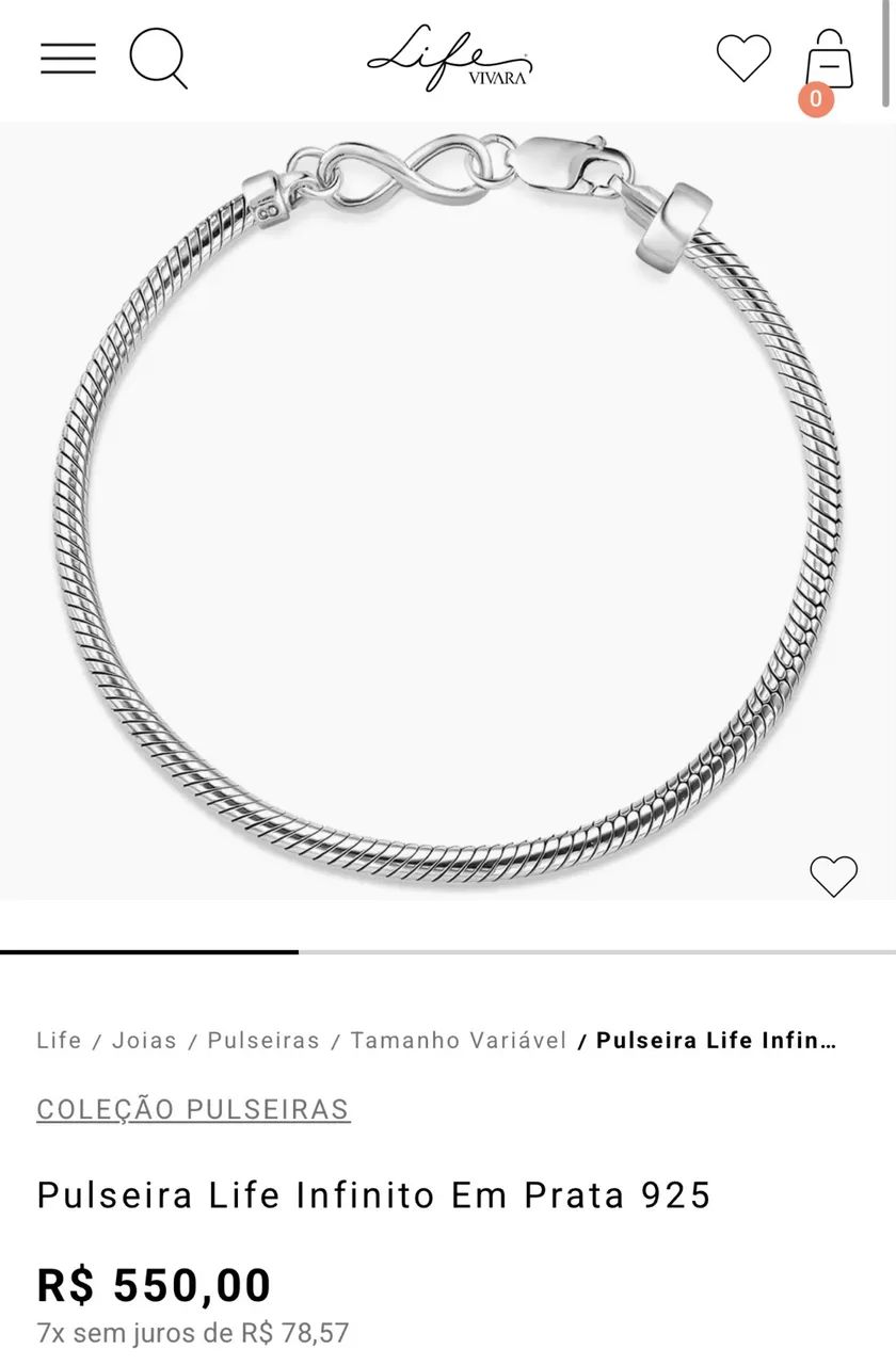 Pulseira Life Vivara Infinito  - Foto 3