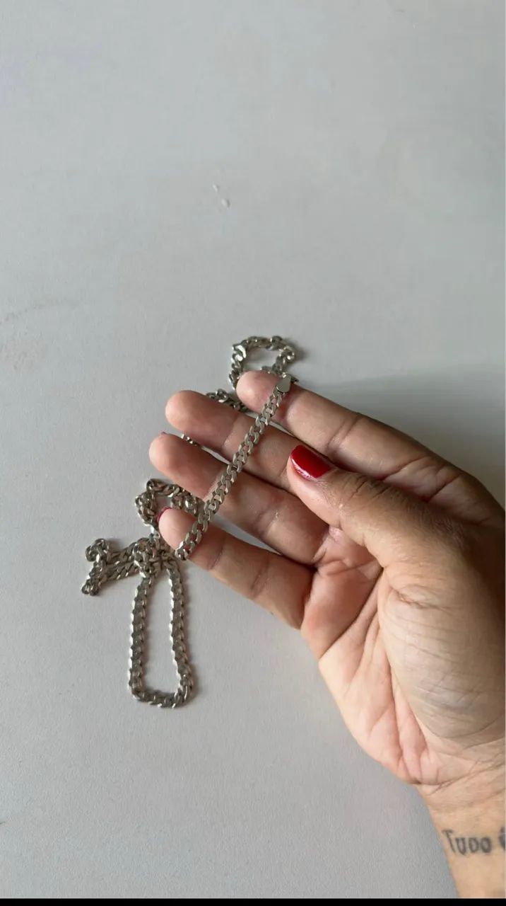 Cordão de prata escama de peixe - Foto 2