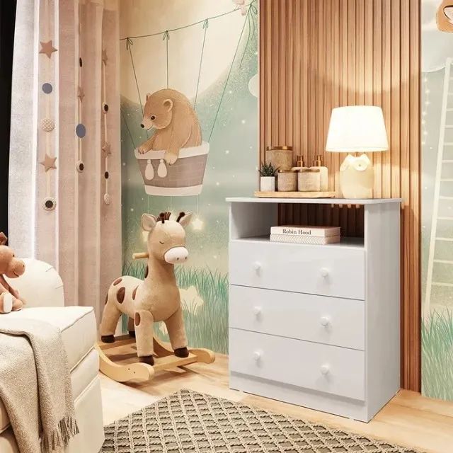 Comoda Infantil Smim Peroba 3 Gavetas 100% MDF 