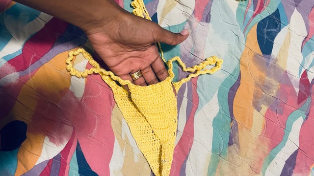 Maio de Crochê Amarelo praia biquine  - Foto 2