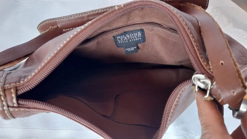 bolsa de couro wilsons leather pelle studio marron. Couro macio - Foto 5