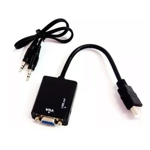 Conversor Adaptador de Video Hdmi Para Vga Com Audio P2 - 171 - Foto 2
