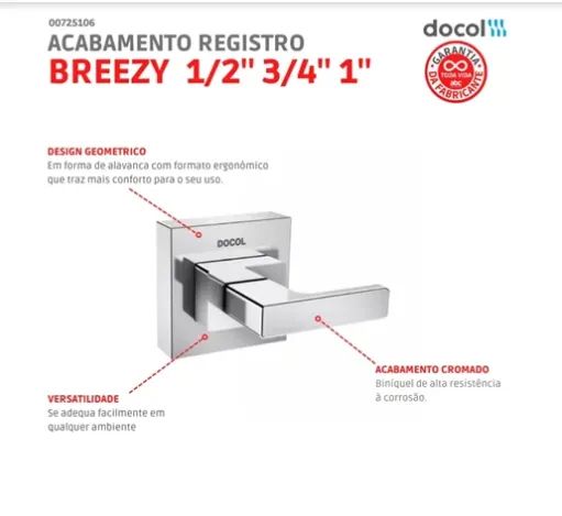 Novo - Docol Breezy 00731006 Acabamento Para Registro Base Deca 1/2 , 3/4 - Foto 3