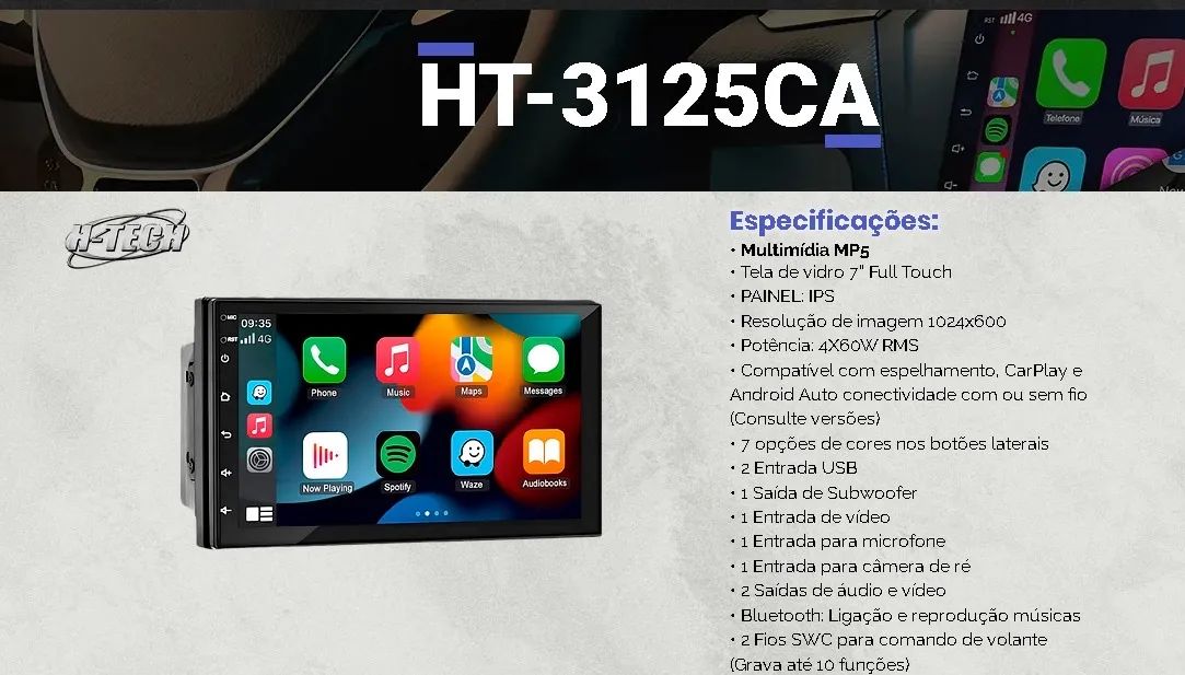 MULTIMIDIA MP5 DE 7 COM CAR PLAY E ANDROID AUTO