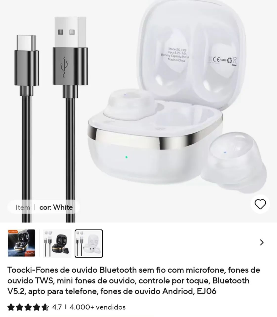 Fone Bluetooth 5.2 - Toocki EJ06 - Foto 5