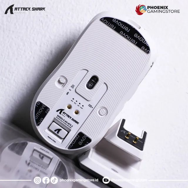 Mouse Attack Shark X6 Sem Fio Branco Com Dock Rgb Sensor Paw3395 Tri-mode - Somente essa s - Foto 3