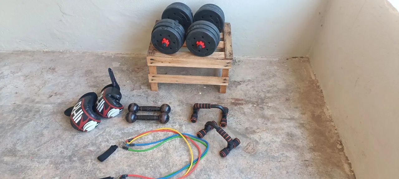 Kit de equipamentos para treino em casa