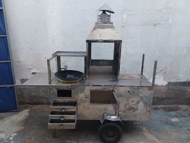 Carrinho de churrasco completo com tacho para fritar pastéis e salgados. - Foto 3