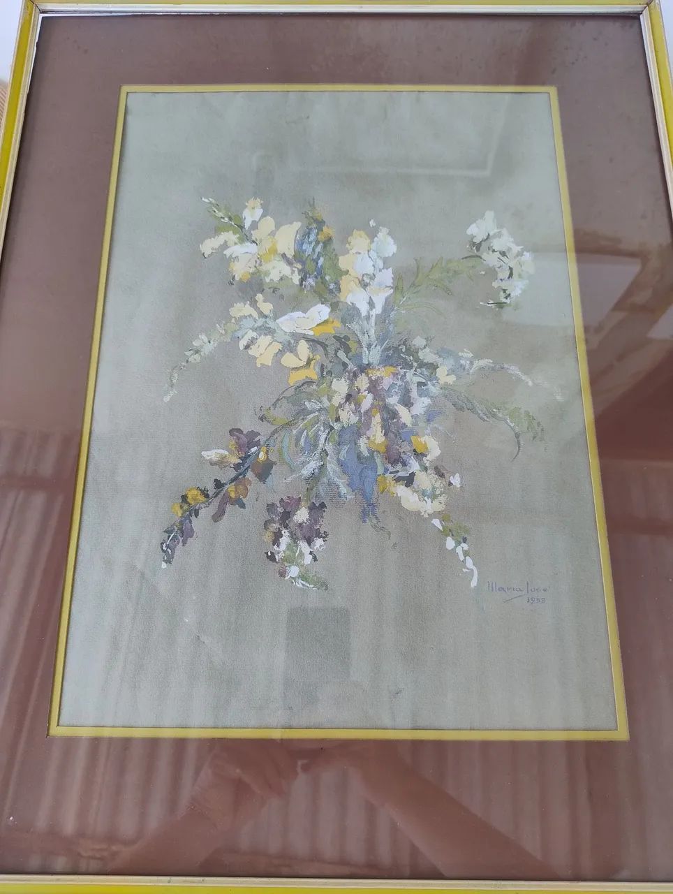 Quadro floral aquarela antigo  - Foto 3