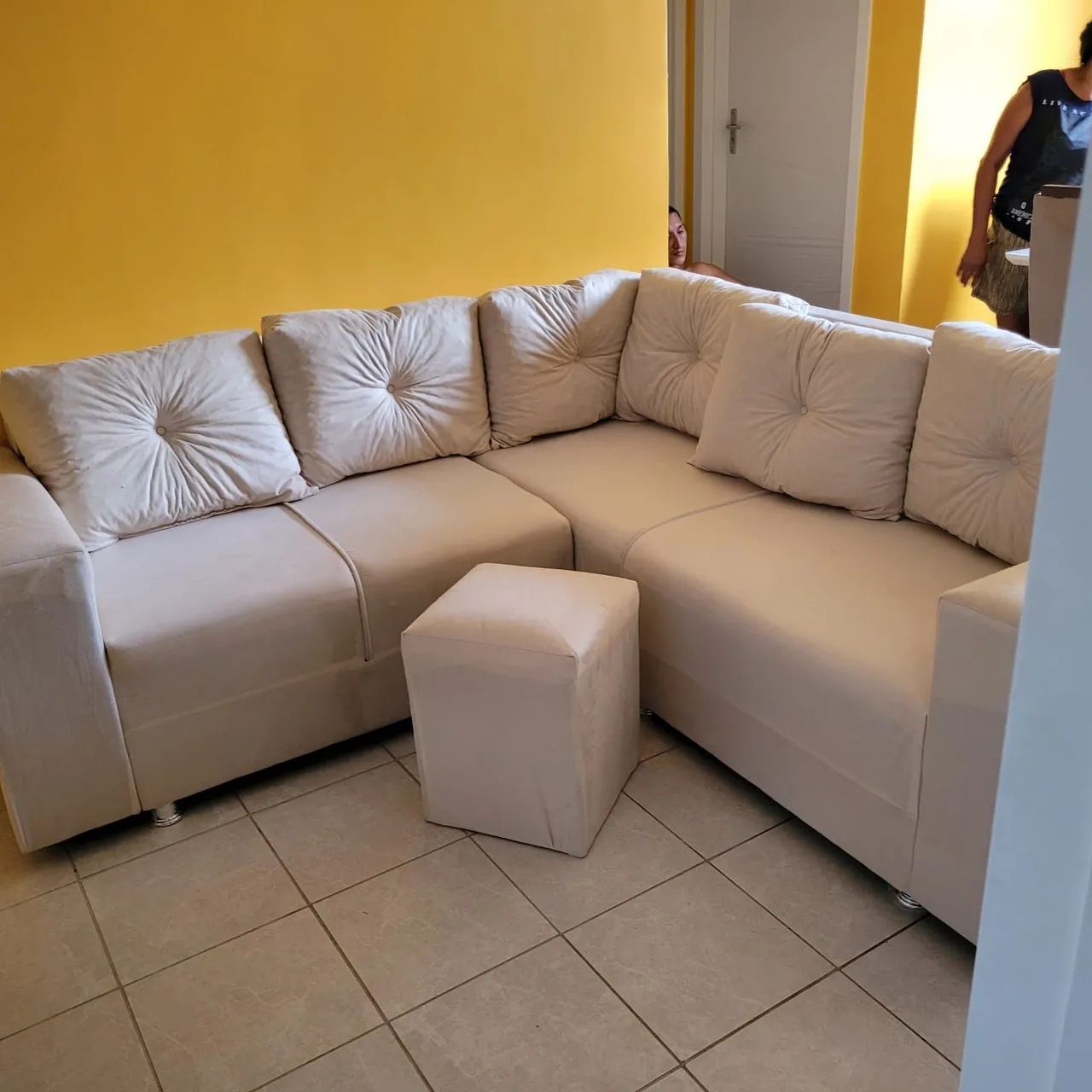 Sofá de Canto Cinza - 6 Lugares64960516516865122