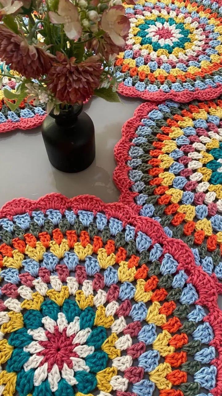 Kit de 4 sousplats de crochê!!!