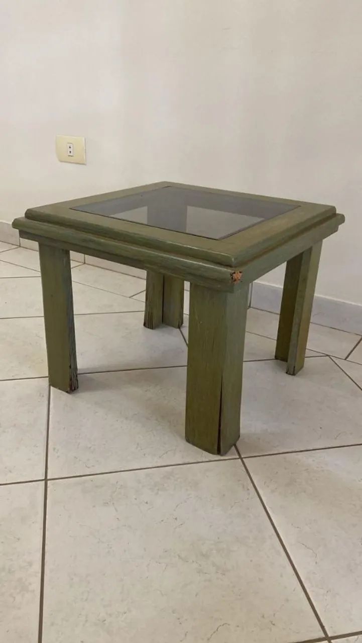 Mesa de Centro Quadrada com Tampo de Vidro - Foto 3