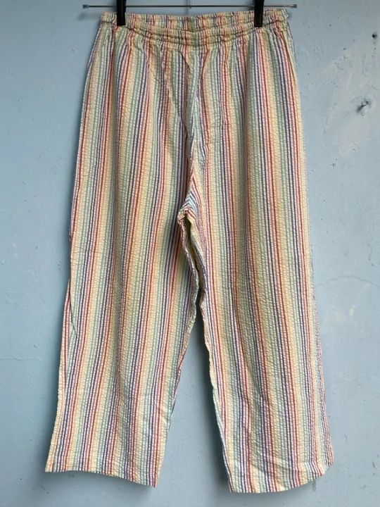 Calça Capri Listrada Colorida, Tam M