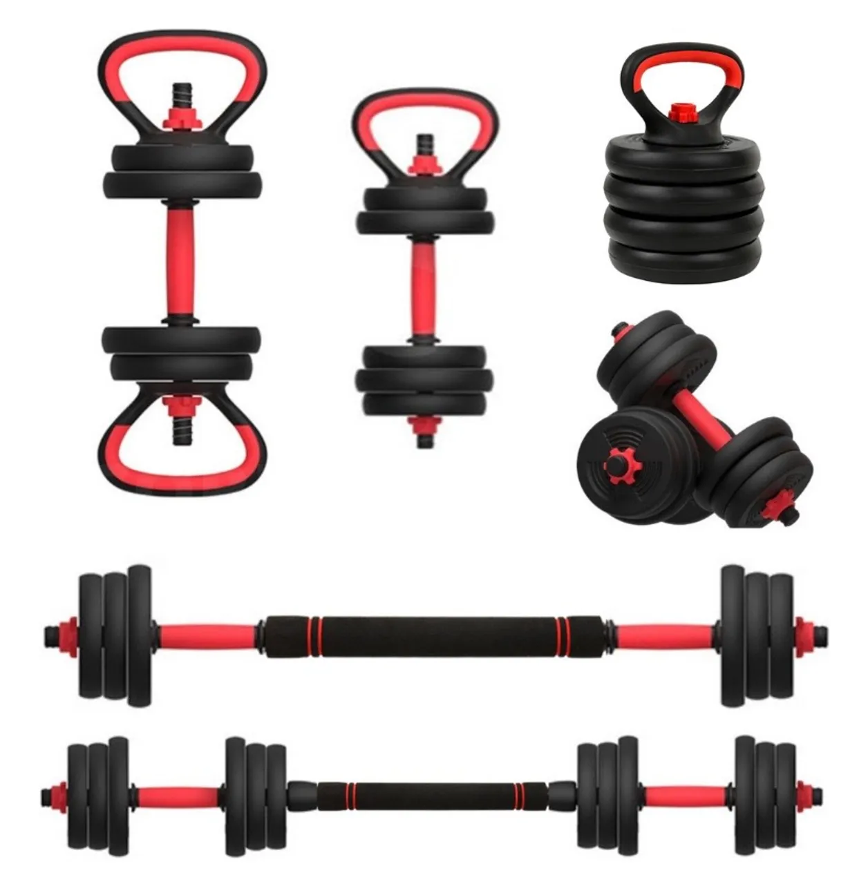 Kit Halteres 6 Em 1 Peso Musculação Até 40kg Ajustável