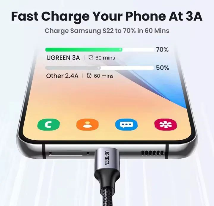 Cabo USB Ugreen Tipo A para C carga rápida 1M - Foto 2