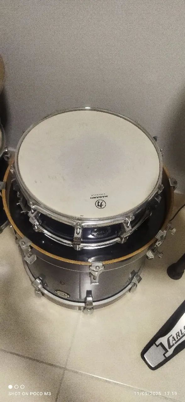Bateria Nagano World B-bop 18 Azul e bateria eletrônica calsbro 130. - Foto 2