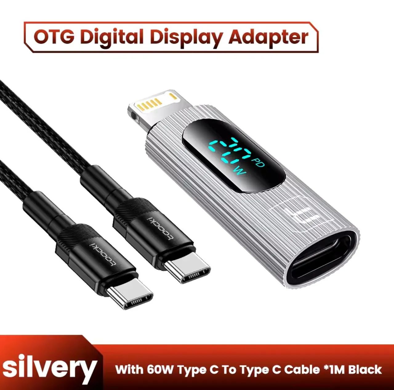 Adaptador OTG Tipo C para Lightning com Display + Cabo Tipo C