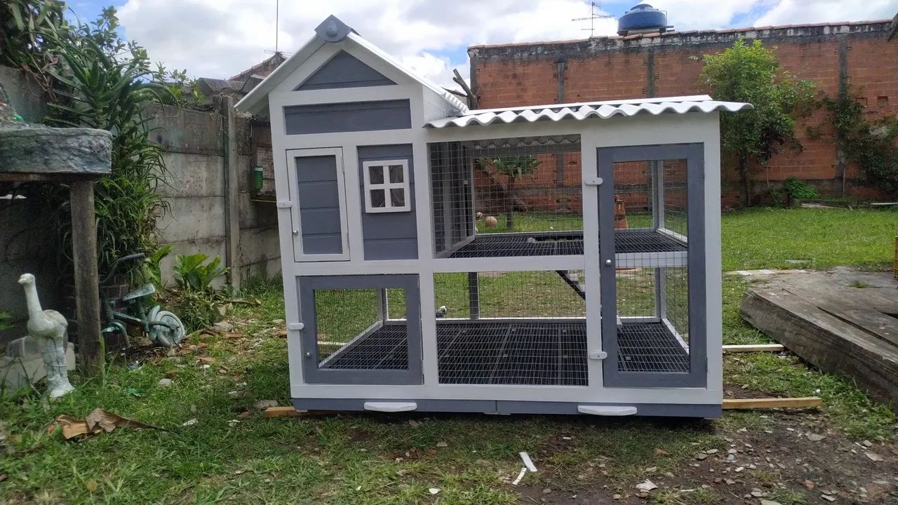 Gaiola para coelho em madeira - Foto 6