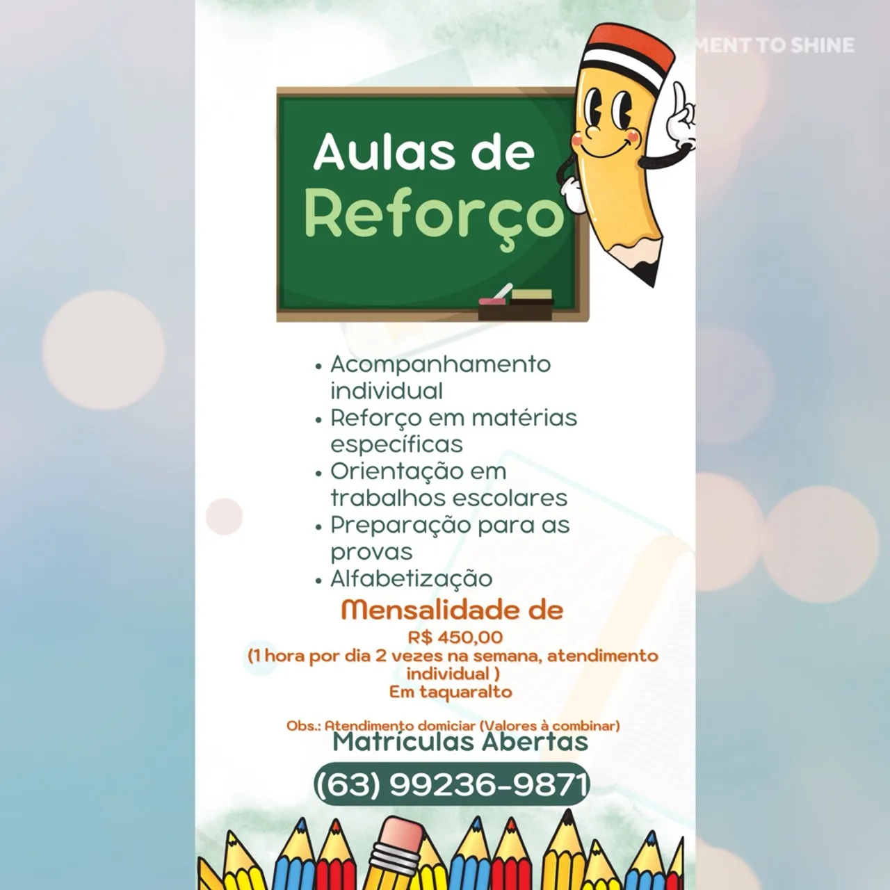 Aulas de Reforço - Individual - Taquaralto