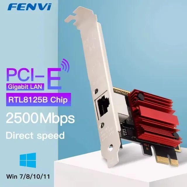Placa de rede 2.5G RJ45 Pci Express Adaptador Lan Gamer
