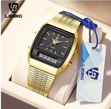 Relógio  de aço dourado masculino Liebig Skmei - Foto 2