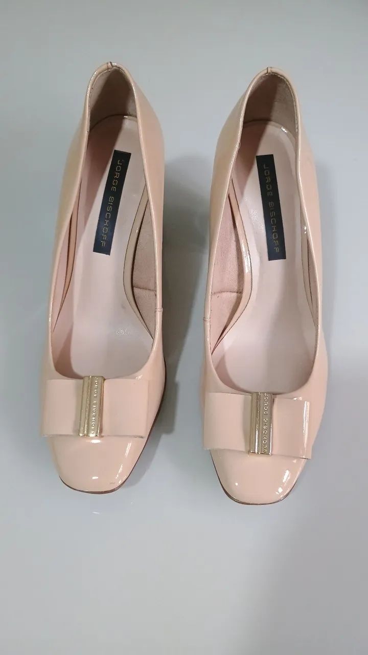 Scarpin Jorge Bischoff Bege com Detalhe de Laço - 35