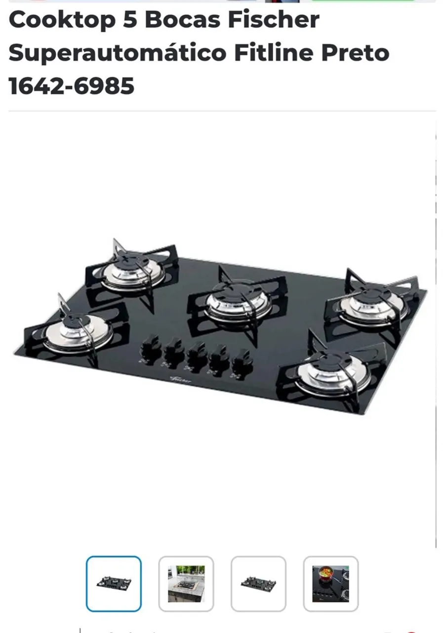 Cooktop Fischer 5 Bocas Superautomático Fitline Preto
