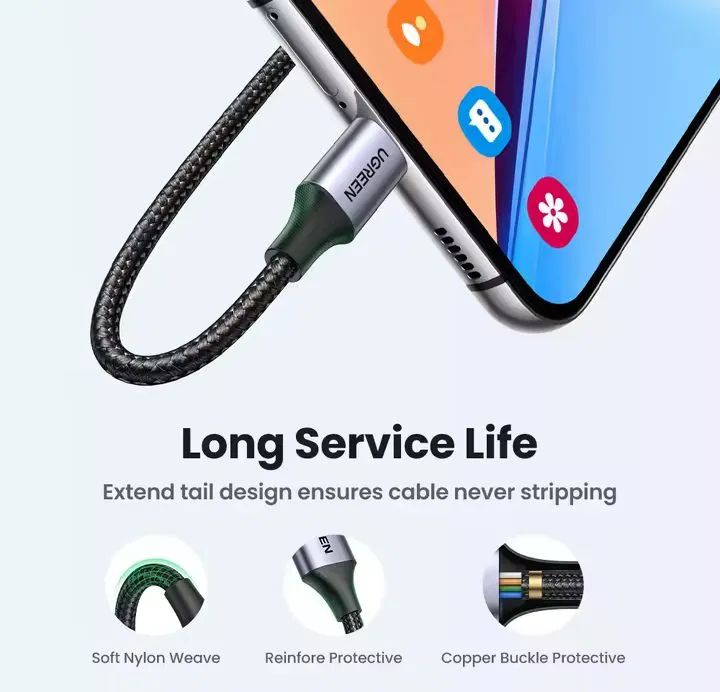Cabo USB Ugreen Tipo A para C carga rápida 1M - Foto 4