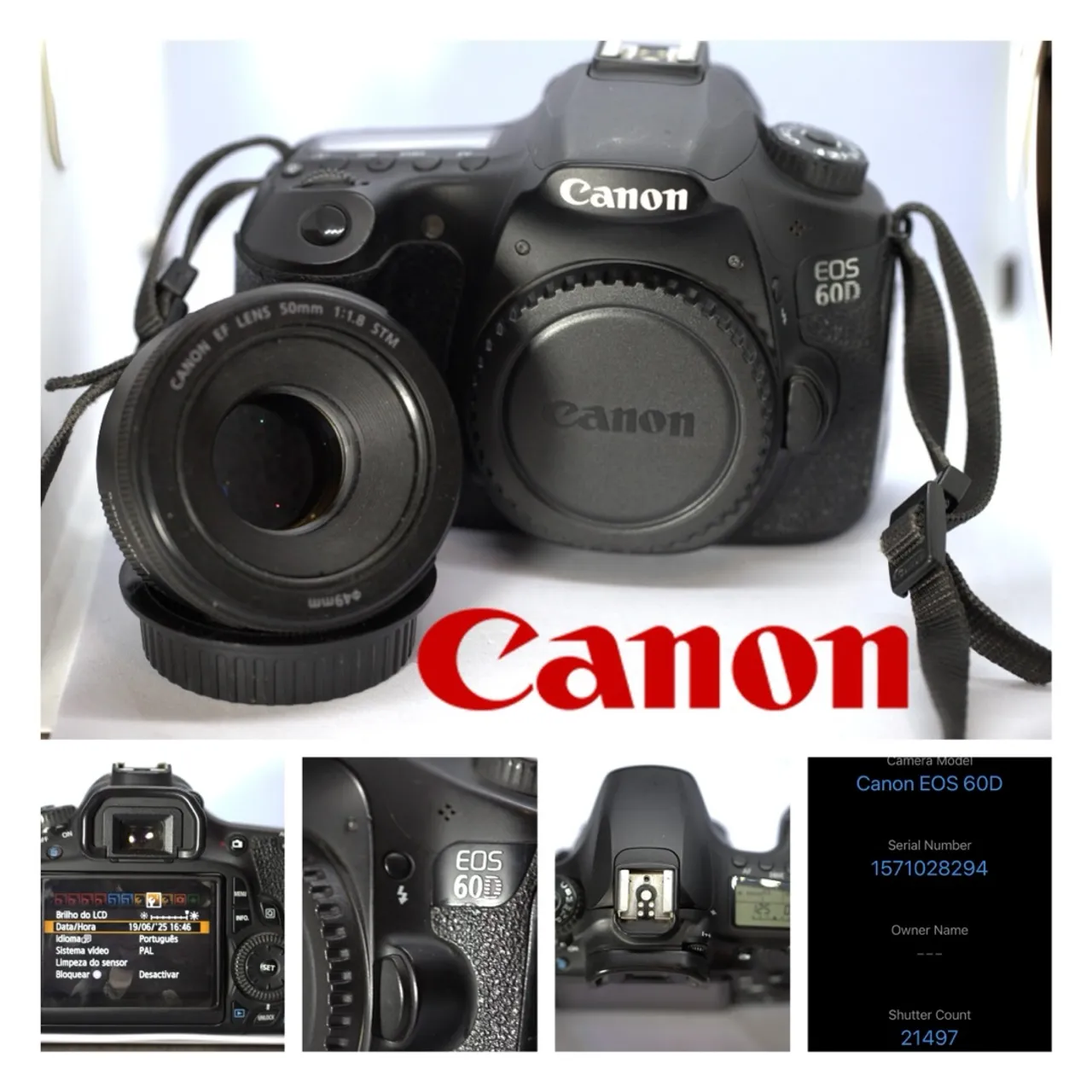 Canon 60D lente 50mm 1.8 STM