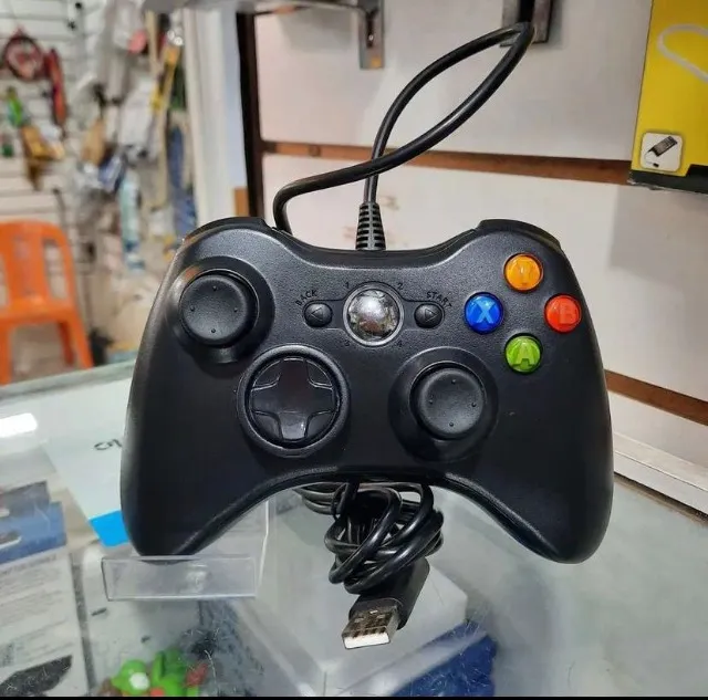 controle com fio usb, pega em pc e xbox 360