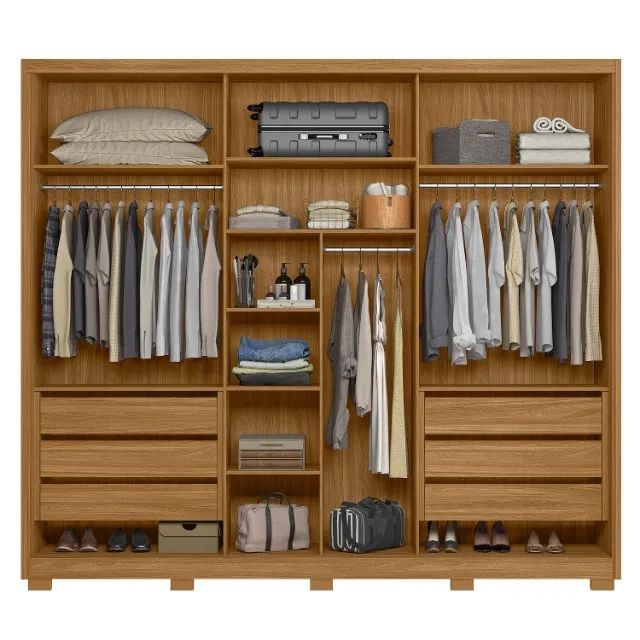 Guarda Roupa Casal Grandão com Espelho Central e Portas de Correr Arizona  - Foto 3