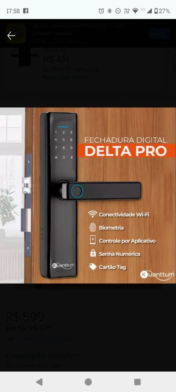 Fechadura Digital Delta Pro com Biometria e Wi-Fi - Foto 2