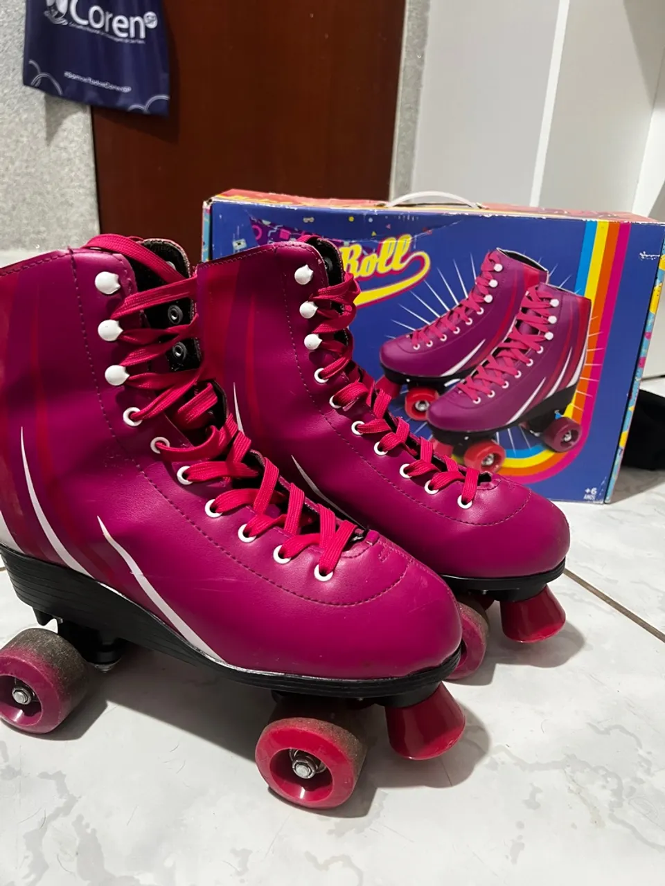 Patins Roller cor Pink - Usado em bom estado 