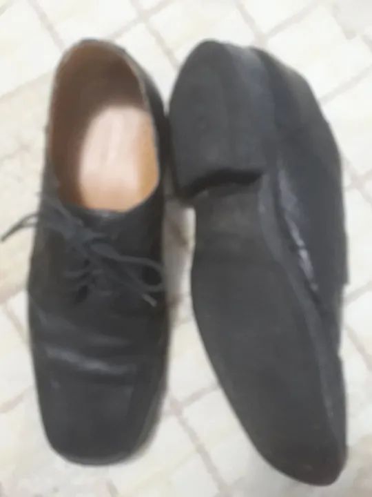 Calçado masculino preto de couro - Foto 3